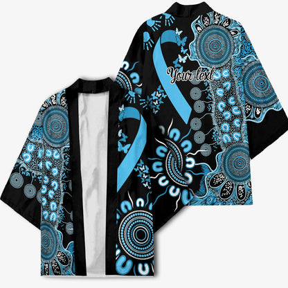 Australia Prostate Cancer Support Personalised Kimono Aboriginal Ribbon Dot Painting