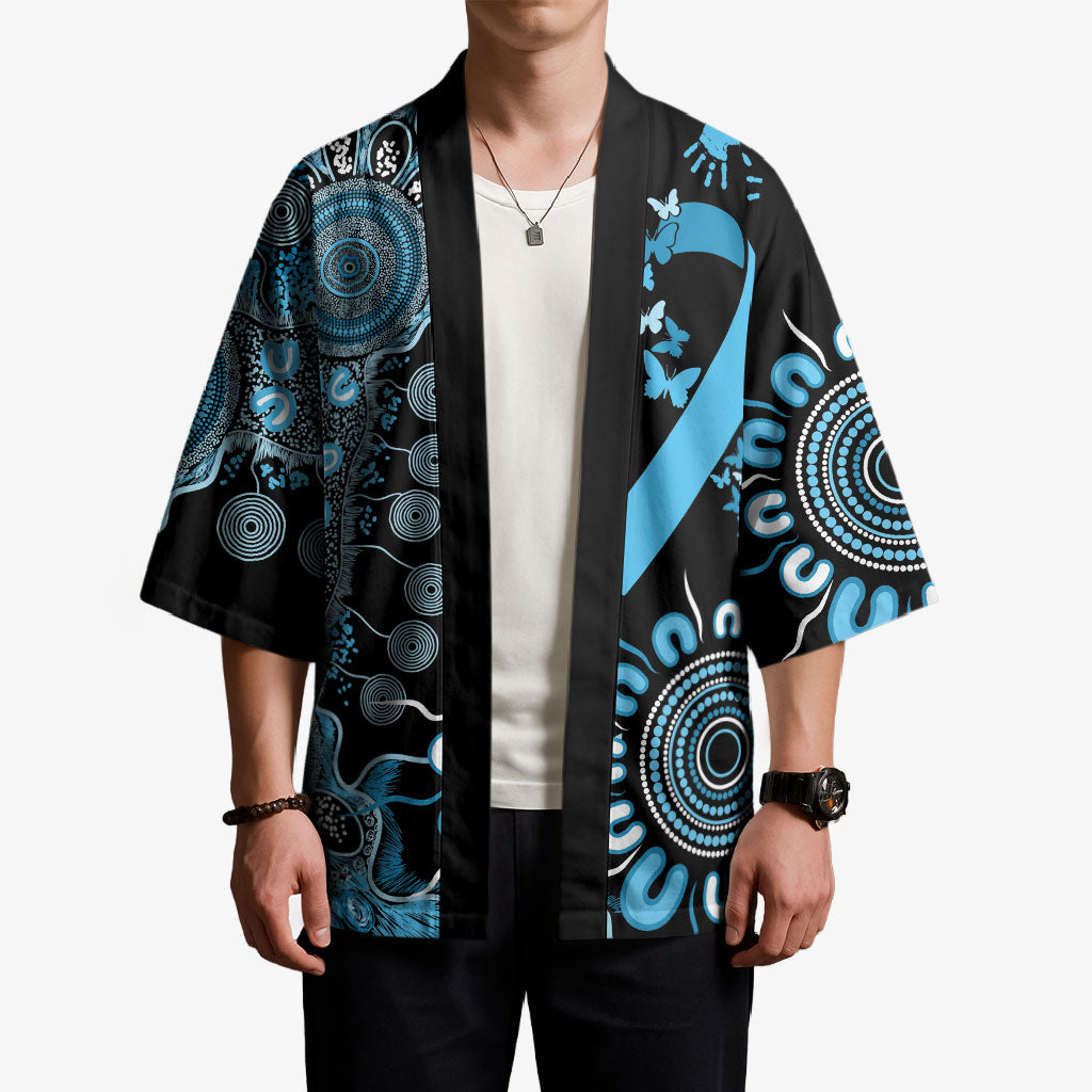 Australia Prostate Cancer Support Personalised Kimono Aboriginal Ribbon Dot Painting