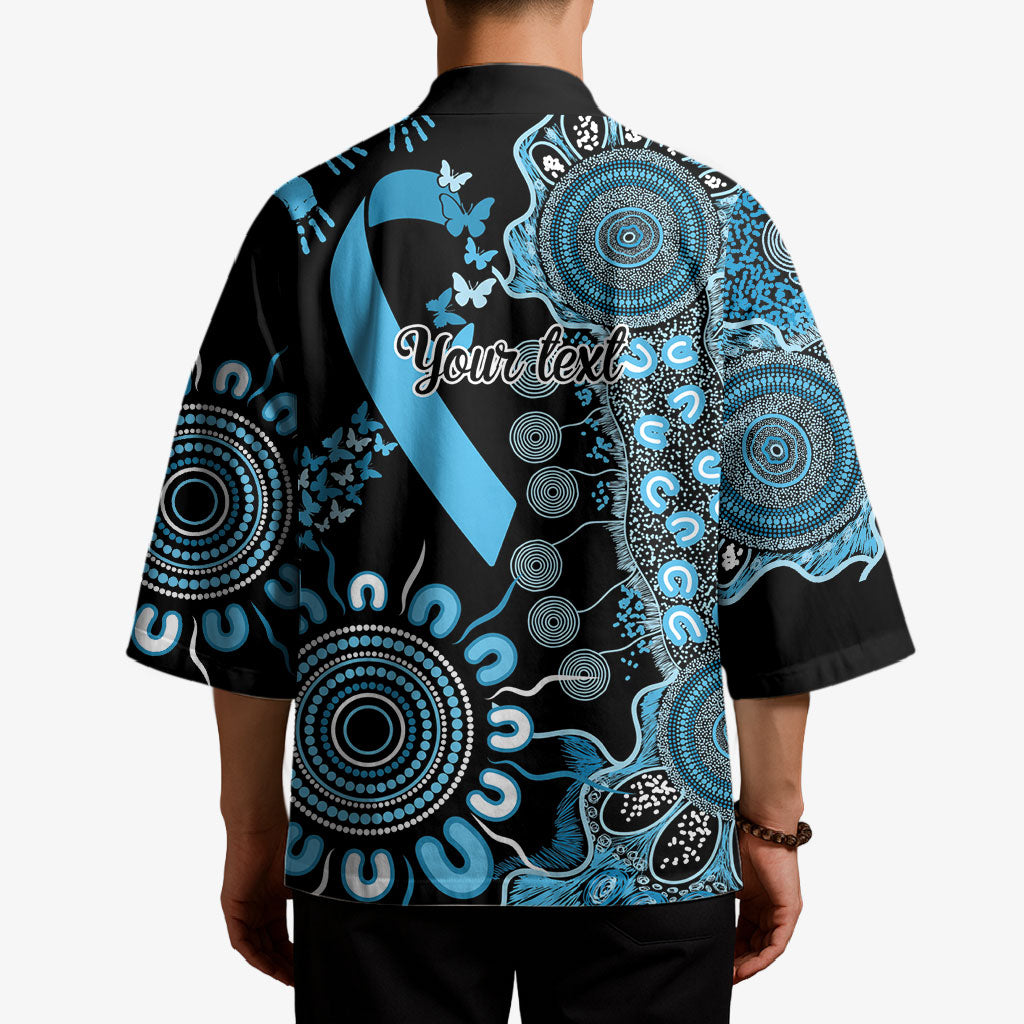 Australia Prostate Cancer Support Personalised Kimono Aboriginal Ribbon Dot Painting