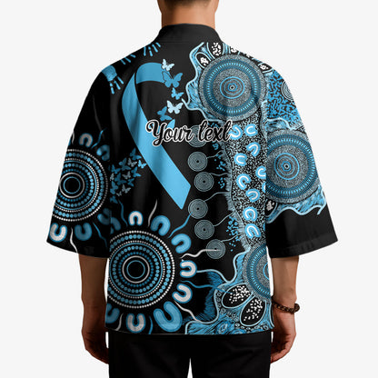 Australia Prostate Cancer Support Personalised Kimono Aboriginal Ribbon Dot Painting