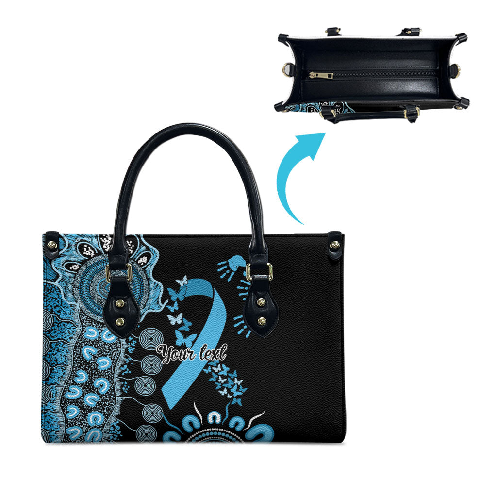 Australia Prostate Cancer Support Personalised Leather Bag Aboriginal Ribbon Dot Painting
