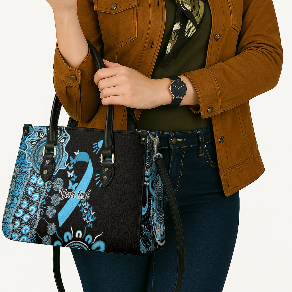 Australia Prostate Cancer Support Personalised Leather Bag Aboriginal Ribbon Dot Painting