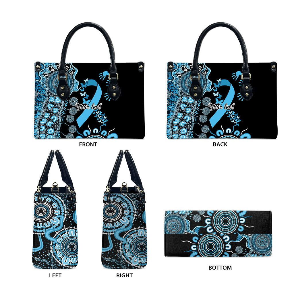 Australia Prostate Cancer Support Personalised Leather Bag Aboriginal Ribbon Dot Painting