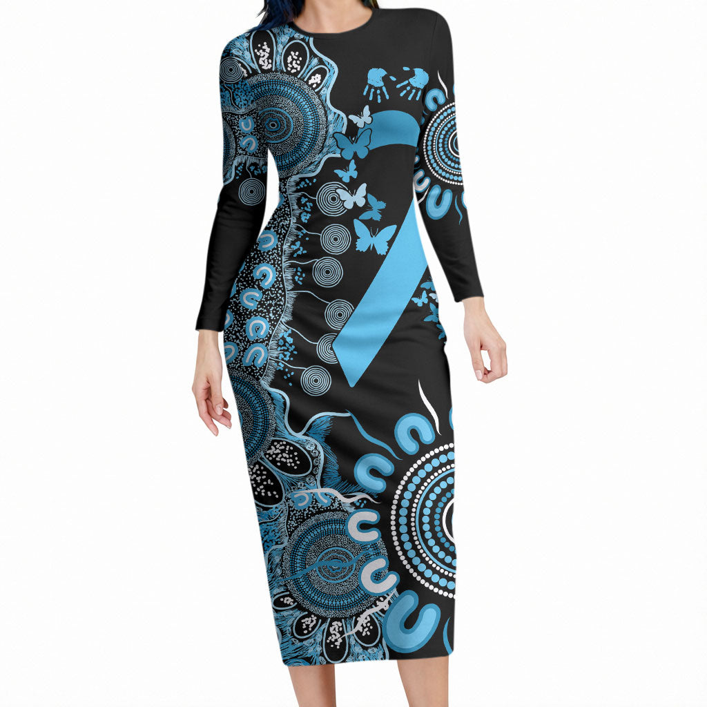 Australia Prostate Cancer Support Personalised Long Sleeve Bodycon Dress Aboriginal Ribbon Dot Painting