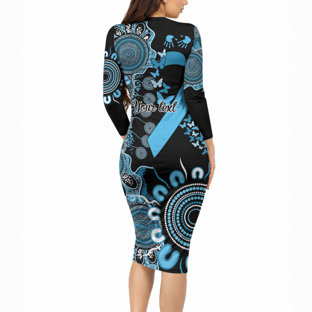 Australia Prostate Cancer Support Personalised Long Sleeve Bodycon Dress Aboriginal Ribbon Dot Painting