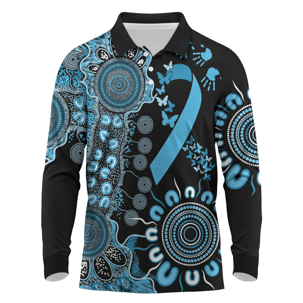 Australia Prostate Cancer Support Personalised Long Sleeve Polo Shirt Aboriginal Ribbon Dot Painting