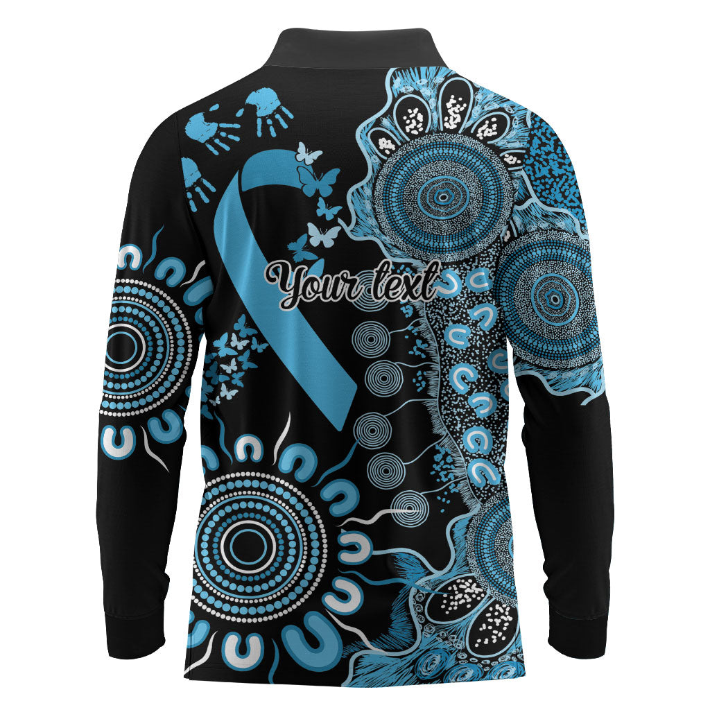 Australia Prostate Cancer Support Personalised Long Sleeve Polo Shirt Aboriginal Ribbon Dot Painting