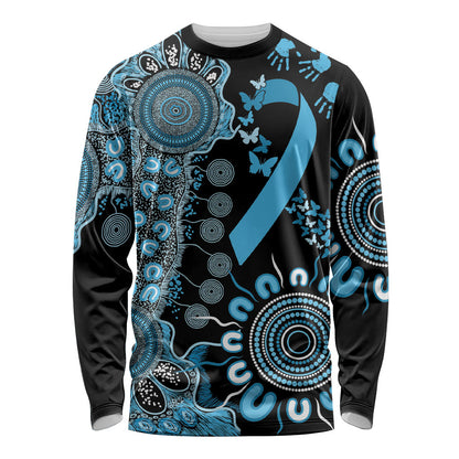Australia Prostate Cancer Support Personalised Long Sleeve Shirt Aboriginal Ribbon Dot Painting