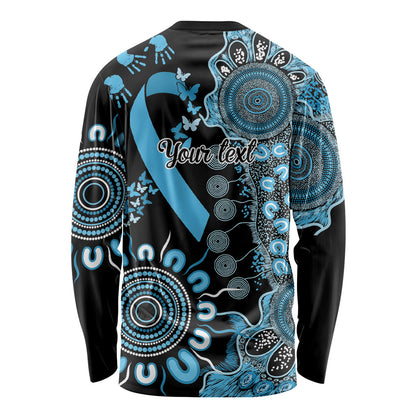 Australia Prostate Cancer Support Personalised Long Sleeve Shirt Aboriginal Ribbon Dot Painting