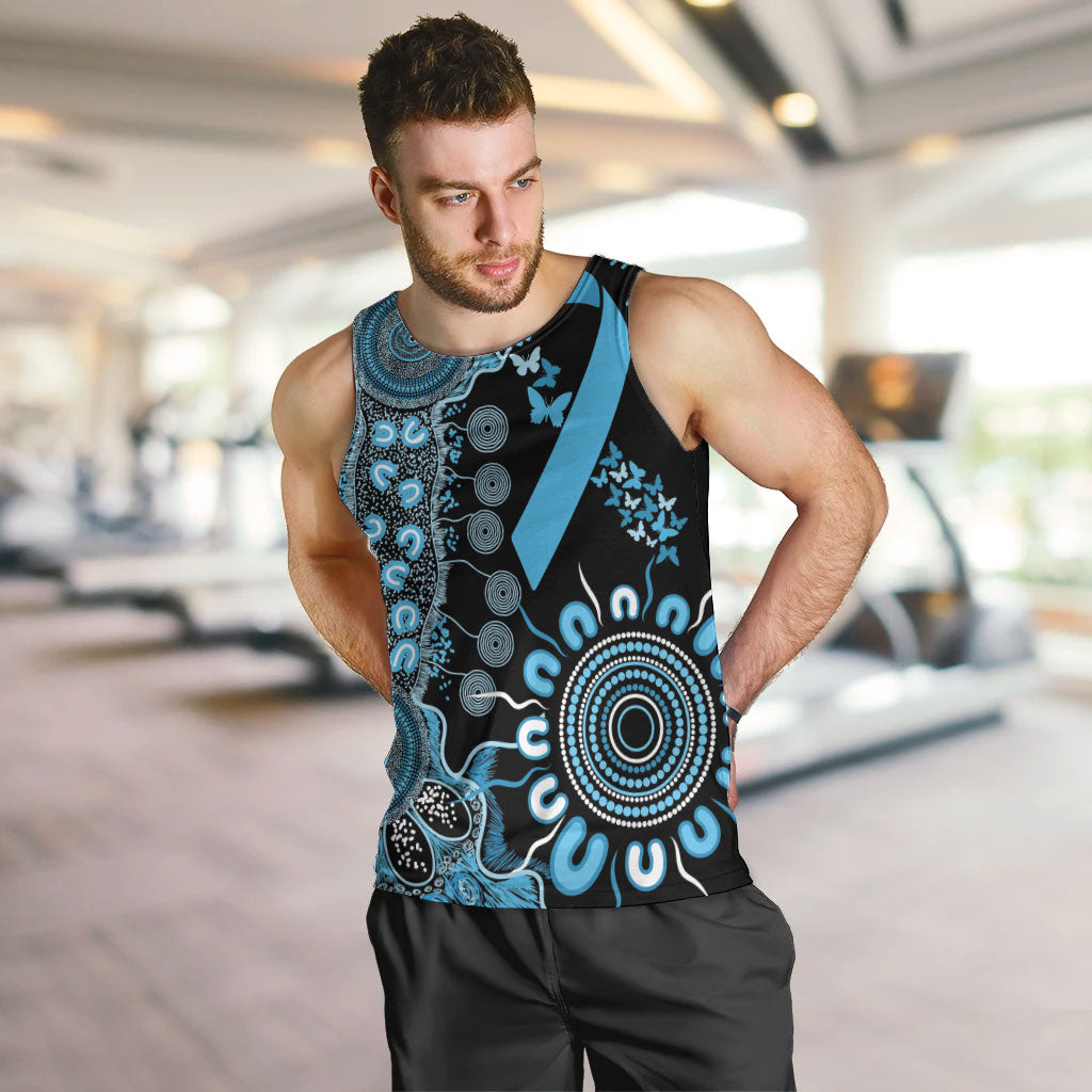 Australia Prostate Cancer Support Personalised Men Tank Top Aboriginal Ribbon Dot Painting