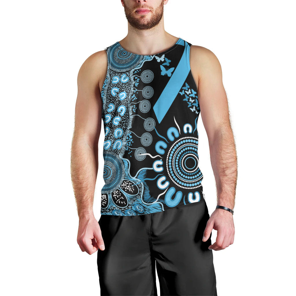 Australia Prostate Cancer Support Personalised Men Tank Top Aboriginal Ribbon Dot Painting