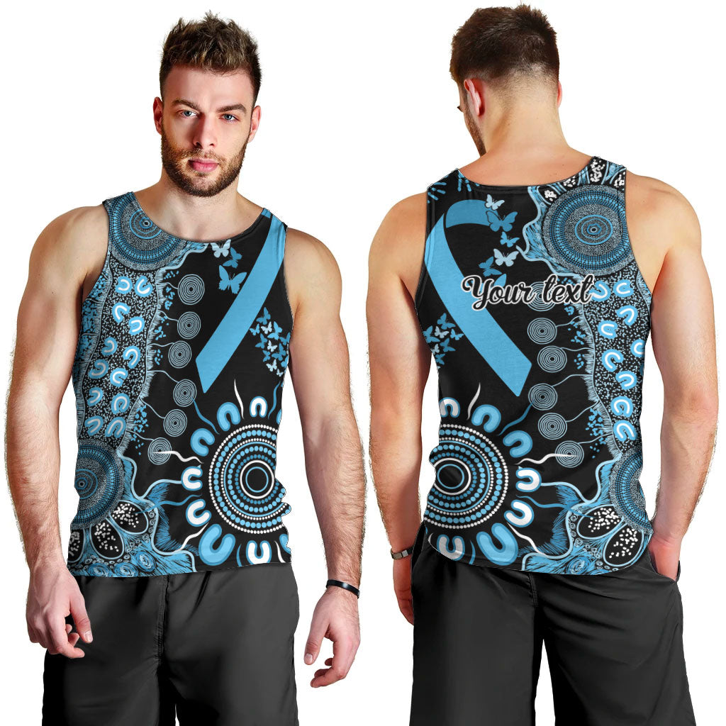 Australia Prostate Cancer Support Personalised Men Tank Top Aboriginal Ribbon Dot Painting