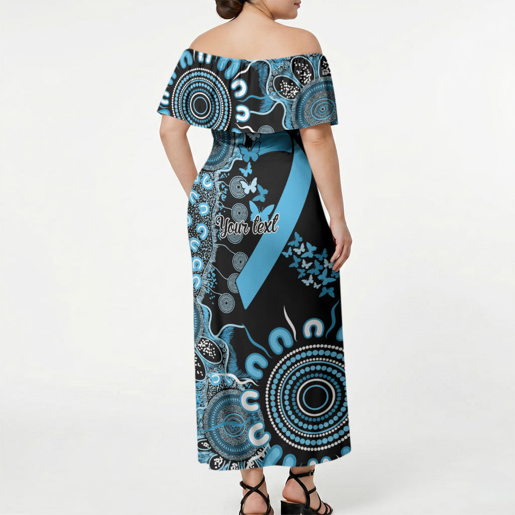 Australia Prostate Cancer Support Personalised Off Shoulder Maxi Dress Aboriginal Ribbon Dot Painting