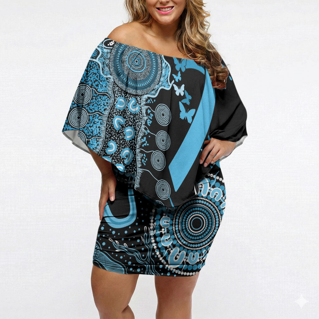 Australia Prostate Cancer Support Personalised Off Shoulder Short Dress Aboriginal Ribbon Dot Painting