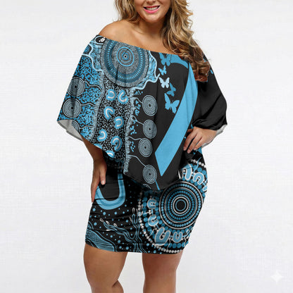 Australia Prostate Cancer Support Personalised Off Shoulder Short Dress Aboriginal Ribbon Dot Painting
