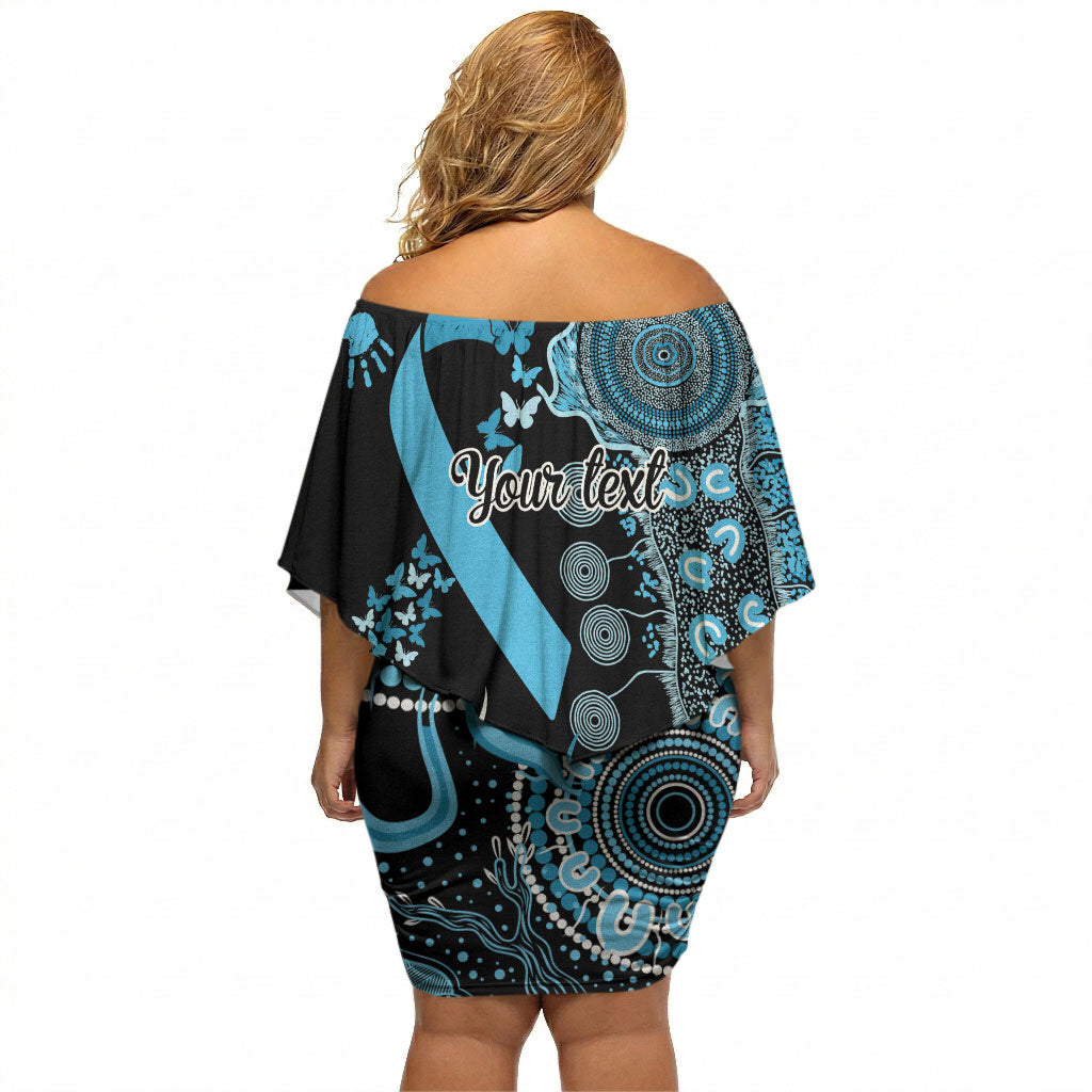 Australia Prostate Cancer Support Personalised Off Shoulder Short Dress Aboriginal Ribbon Dot Painting