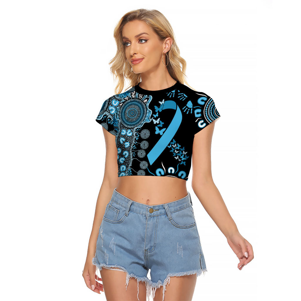 Australia Prostate Cancer Support Personalised Raglan Cropped T Shirt Aboriginal Ribbon Dot Painting