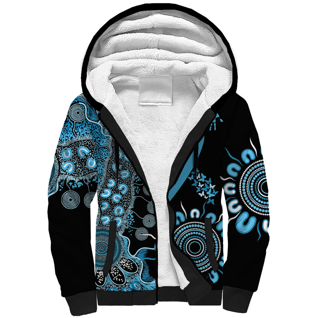 Australia Prostate Cancer Support Personalised Sherpa Hoodie Aboriginal Ribbon Dot Painting