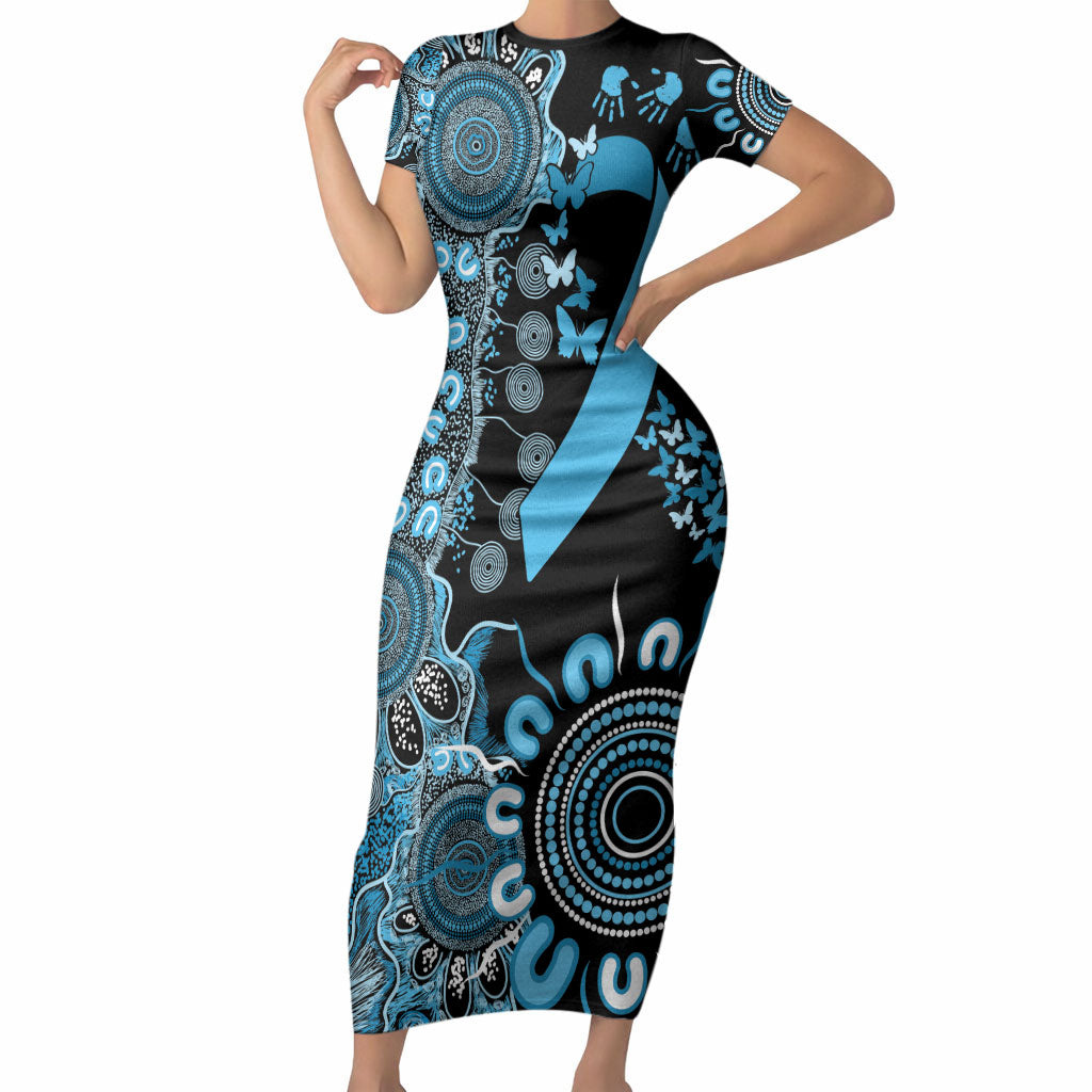 Australia Prostate Cancer Support Personalised Short Sleeve Bodycon Dress Aboriginal Ribbon Dot Painting