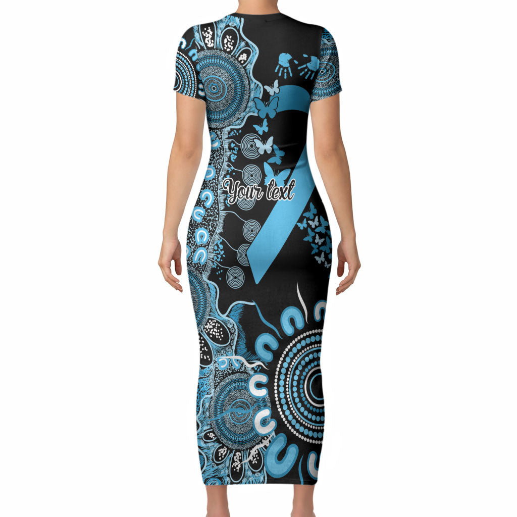 Australia Prostate Cancer Support Personalised Short Sleeve Bodycon Dress Aboriginal Ribbon Dot Painting