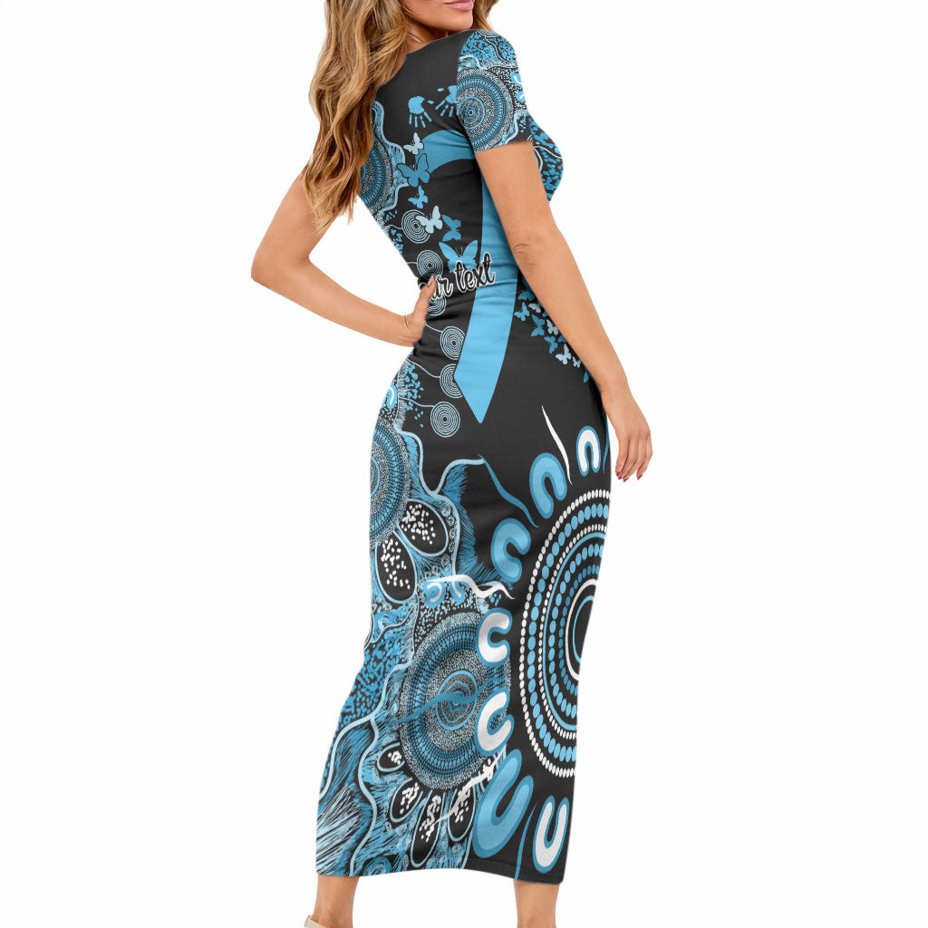 Australia Prostate Cancer Support Personalised Short Sleeve Bodycon Dress Aboriginal Ribbon Dot Painting