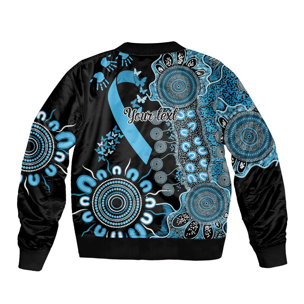 Australia Prostate Cancer Support Personalised Sleeve Zip Bomber Jacket Aboriginal Ribbon Dot Painting