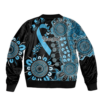 Australia Prostate Cancer Support Personalised Sleeve Zip Bomber Jacket Aboriginal Ribbon Dot Painting
