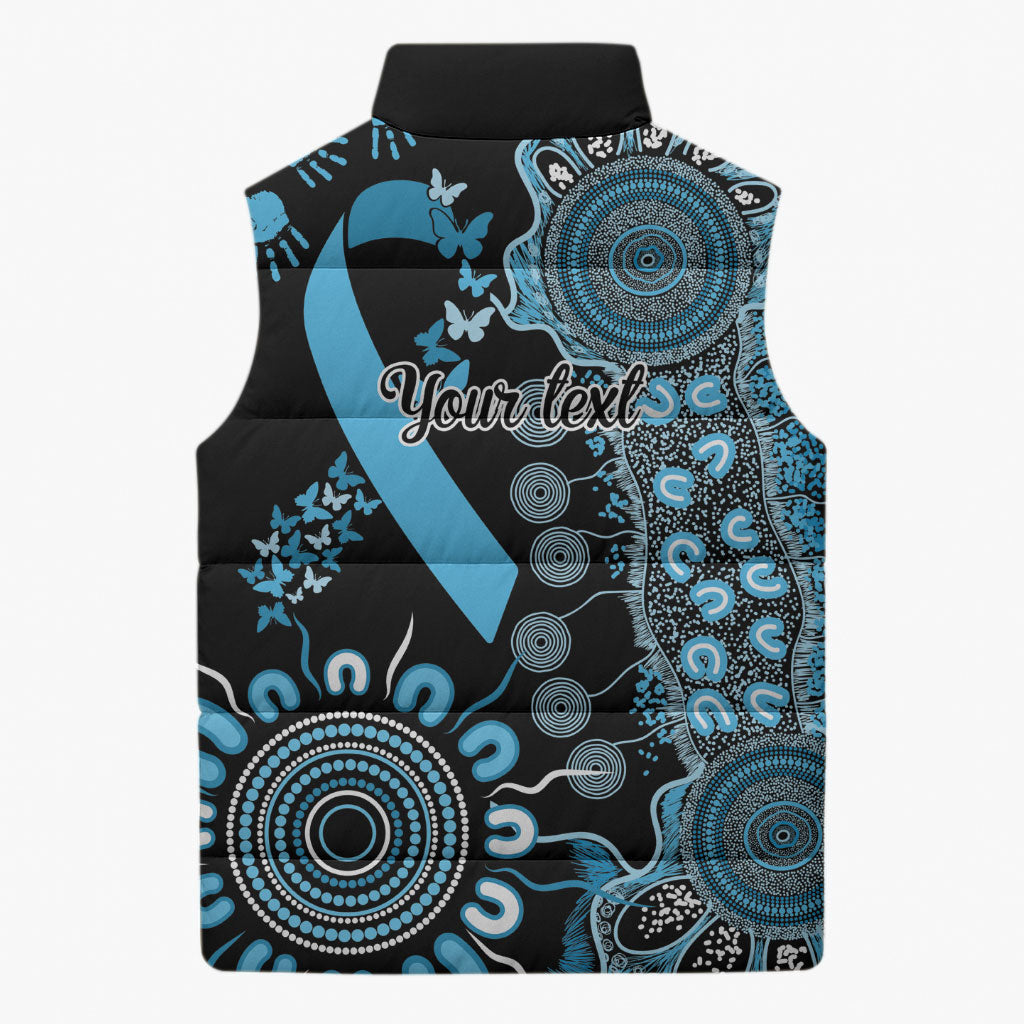 Australia Prostate Cancer Support Personalised Sleeveless Puffer Jacket Aboriginal Ribbon Dot Painting