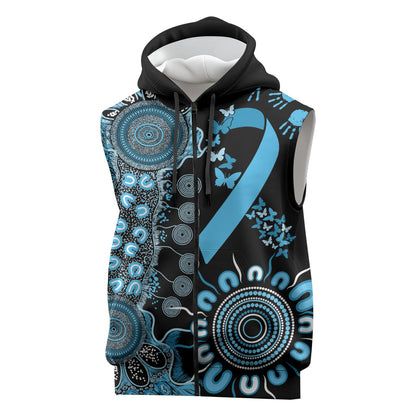 Australia Prostate Cancer Support Personalised Sleeveless Zip Hoodie Aboriginal Ribbon Dot Painting