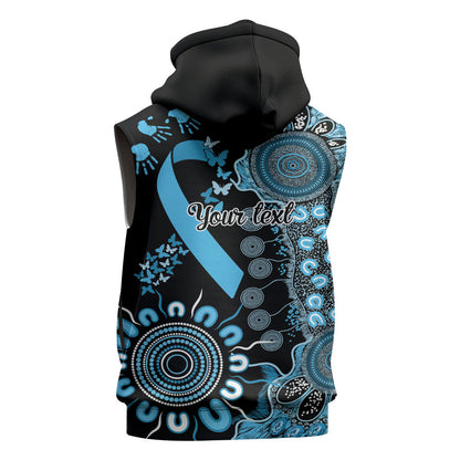 Australia Prostate Cancer Support Personalised Sleeveless Zip Hoodie Aboriginal Ribbon Dot Painting