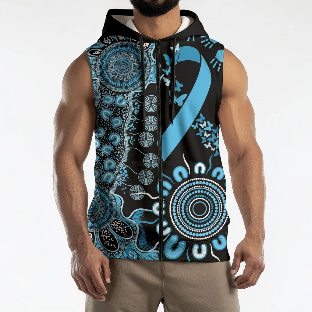 Australia Prostate Cancer Support Personalised Sleeveless Zip Hoodie Aboriginal Ribbon Dot Painting