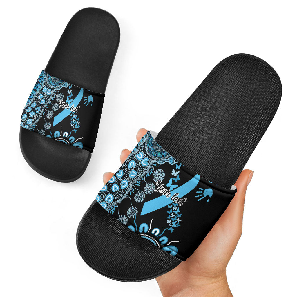 Australia Prostate Cancer Support Personalised Slide Sandals Aboriginal Ribbon Dot Painting
