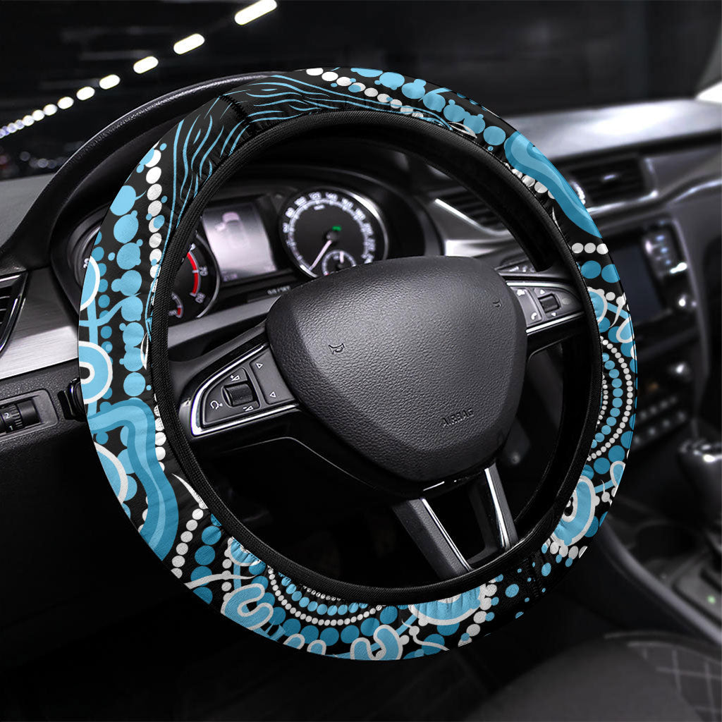 Australia Prostate Cancer Support Steering Wheel Cover Aboriginal Ribbon Dot Painting