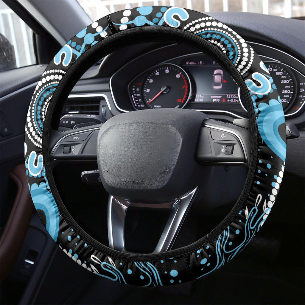 Australia Prostate Cancer Support Steering Wheel Cover Aboriginal Ribbon Dot Painting