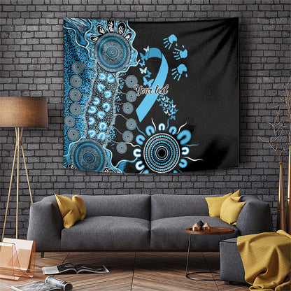 Australia Prostate Cancer Support Personalised Tapestry Aboriginal Ribbon Dot Painting