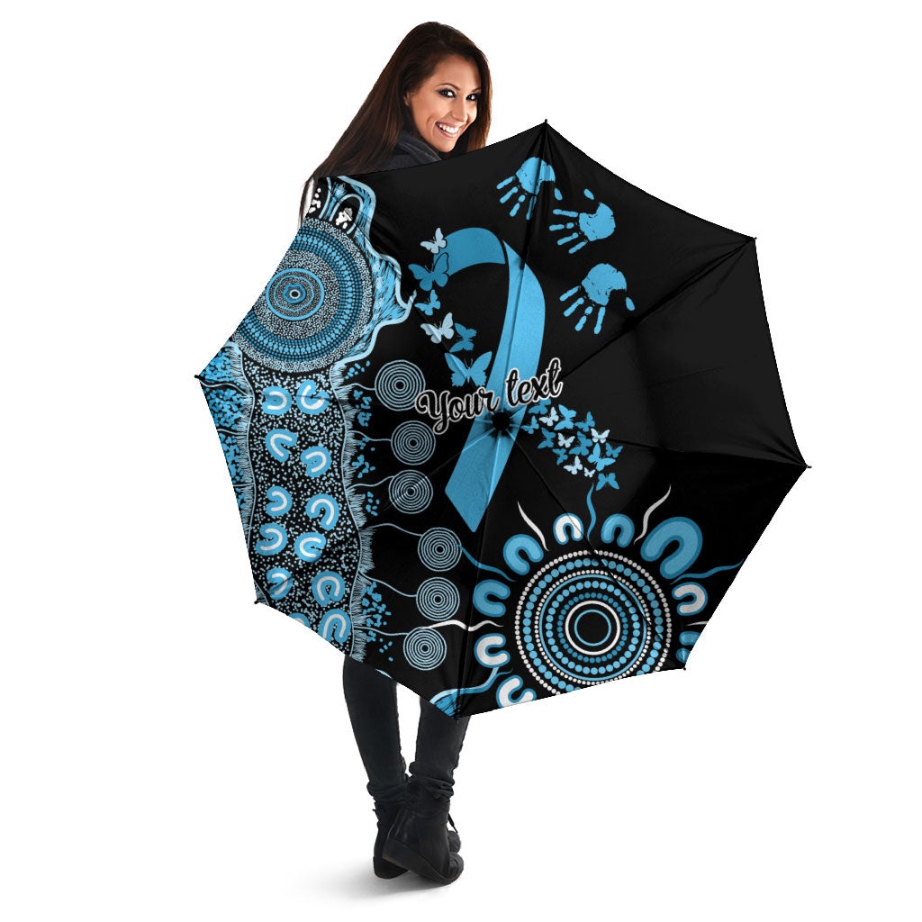Australia Prostate Cancer Support Personalised Umbrella Aboriginal Ribbon Dot Painting