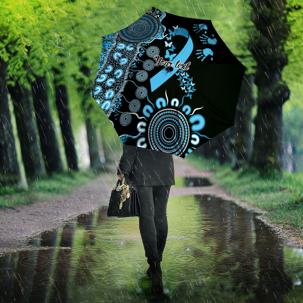 Australia Prostate Cancer Support Personalised Umbrella Aboriginal Ribbon Dot Painting