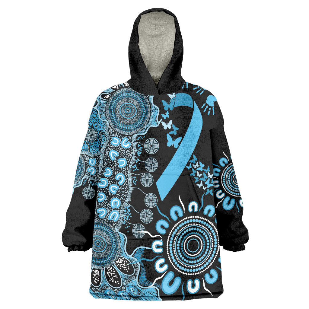 Australia Prostate Cancer Support Personalised Wearable Blanket Hoodie Aboriginal Ribbon Dot Painting