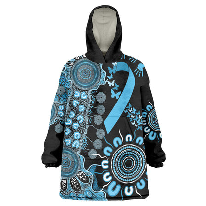 Australia Prostate Cancer Support Personalised Wearable Blanket Hoodie Aboriginal Ribbon Dot Painting