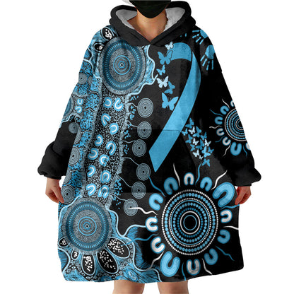 Australia Prostate Cancer Support Personalised Wearable Blanket Hoodie Aboriginal Ribbon Dot Painting