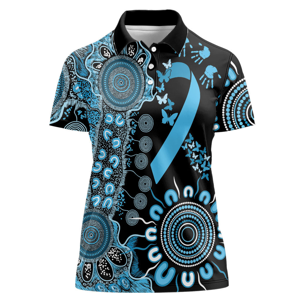 Australia Prostate Cancer Support Personalised Women Polo Shirt Aboriginal Ribbon Dot Painting