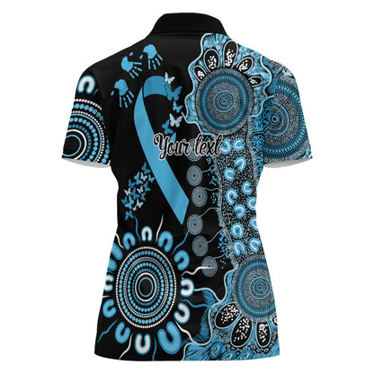 Australia Prostate Cancer Support Personalised Women Polo Shirt Aboriginal Ribbon Dot Painting