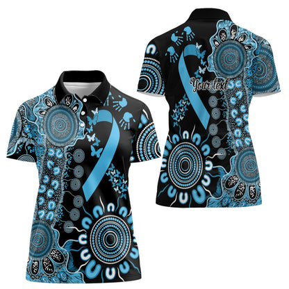 Australia Prostate Cancer Support Personalised Women Polo Shirt Aboriginal Ribbon Dot Painting