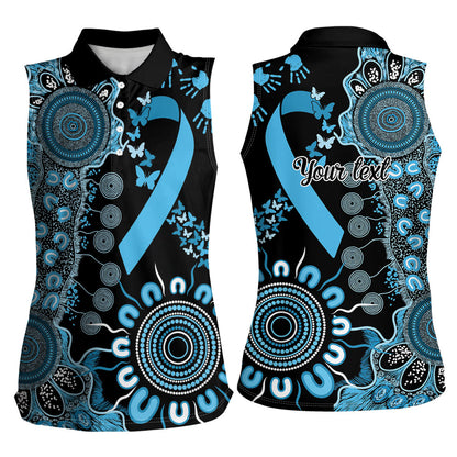 Australia Prostate Cancer Support Personalised Women Sleeveless Polo Shirt Aboriginal Ribbon Dot Painting