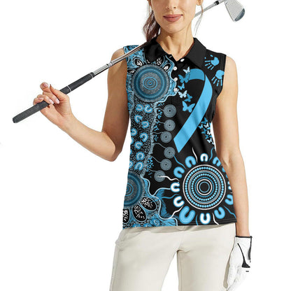 Australia Prostate Cancer Support Personalised Women Sleeveless Polo Shirt Aboriginal Ribbon Dot Painting