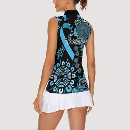 Australia Prostate Cancer Support Personalised Women Sleeveless Polo Shirt Aboriginal Ribbon Dot Painting