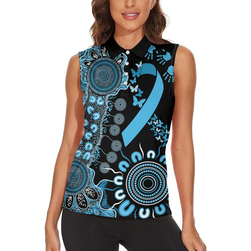 Australia Prostate Cancer Support Personalised Women Sleeveless Polo Shirt Aboriginal Ribbon Dot Painting