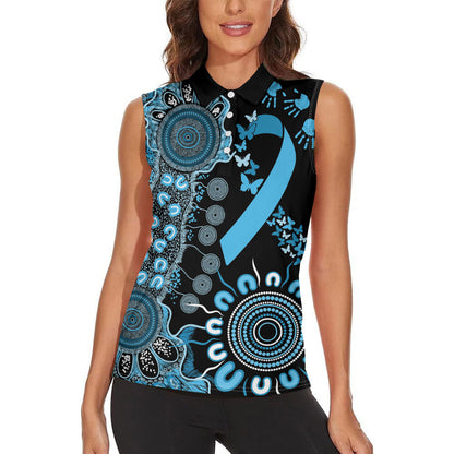 Australia Prostate Cancer Support Personalised Women Sleeveless Polo Shirt Aboriginal Ribbon Dot Painting