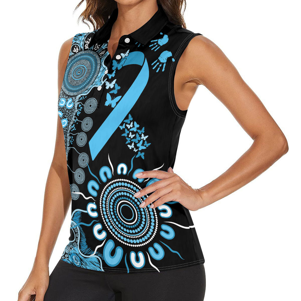 Australia Prostate Cancer Support Personalised Women Sleeveless Polo Shirt Aboriginal Ribbon Dot Painting