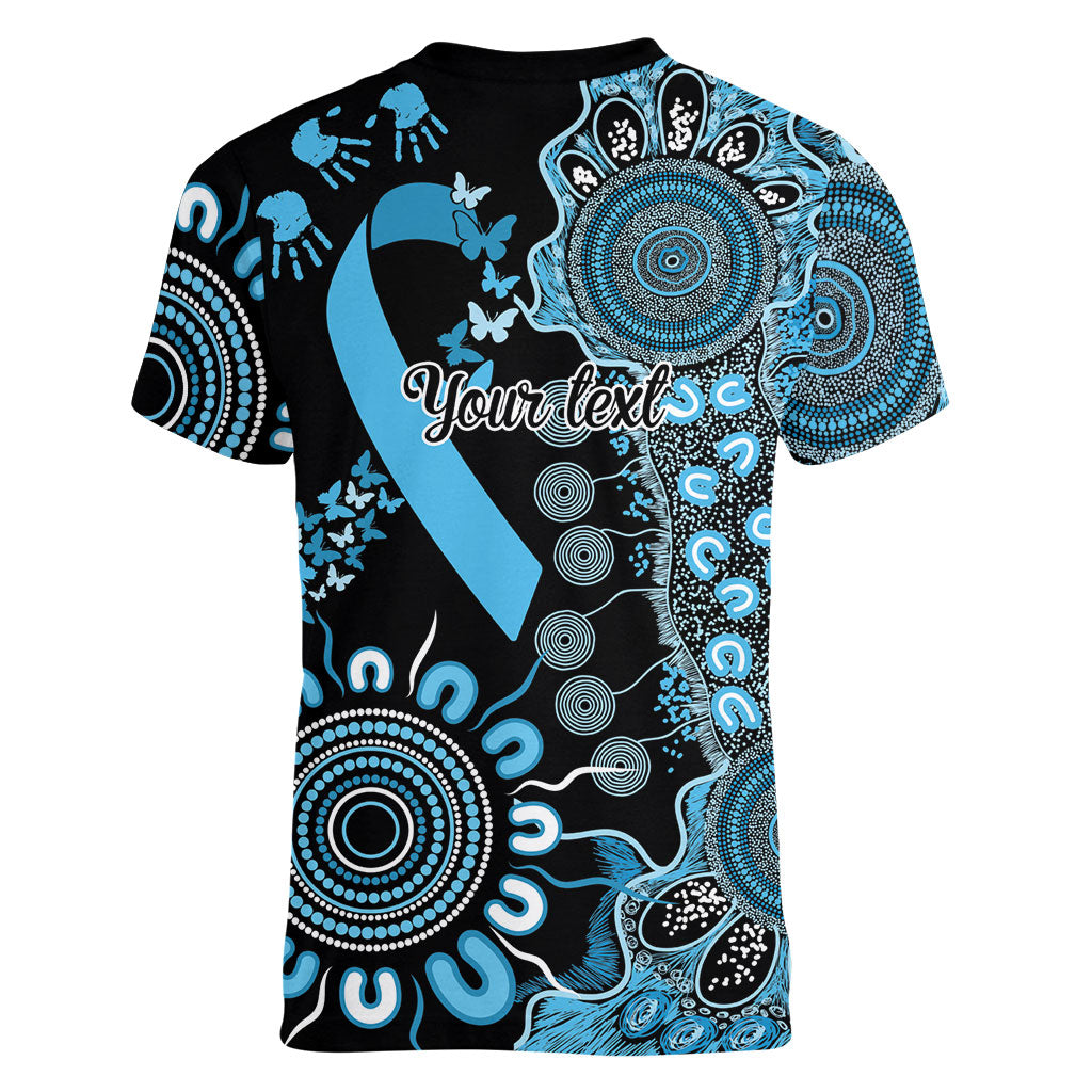 Australia Prostate Cancer Support Personalised Women V-Neck T-Shirt Aboriginal Ribbon Dot Painting